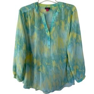 New Tie Dye sheer babydoll green yellow blouse size 3X